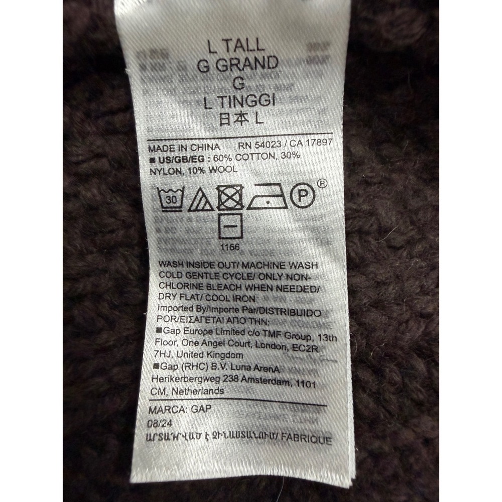 Dark Academia Brown Cable Knit Oversized Sweater Gap Large Tall - Picture 5 of 7